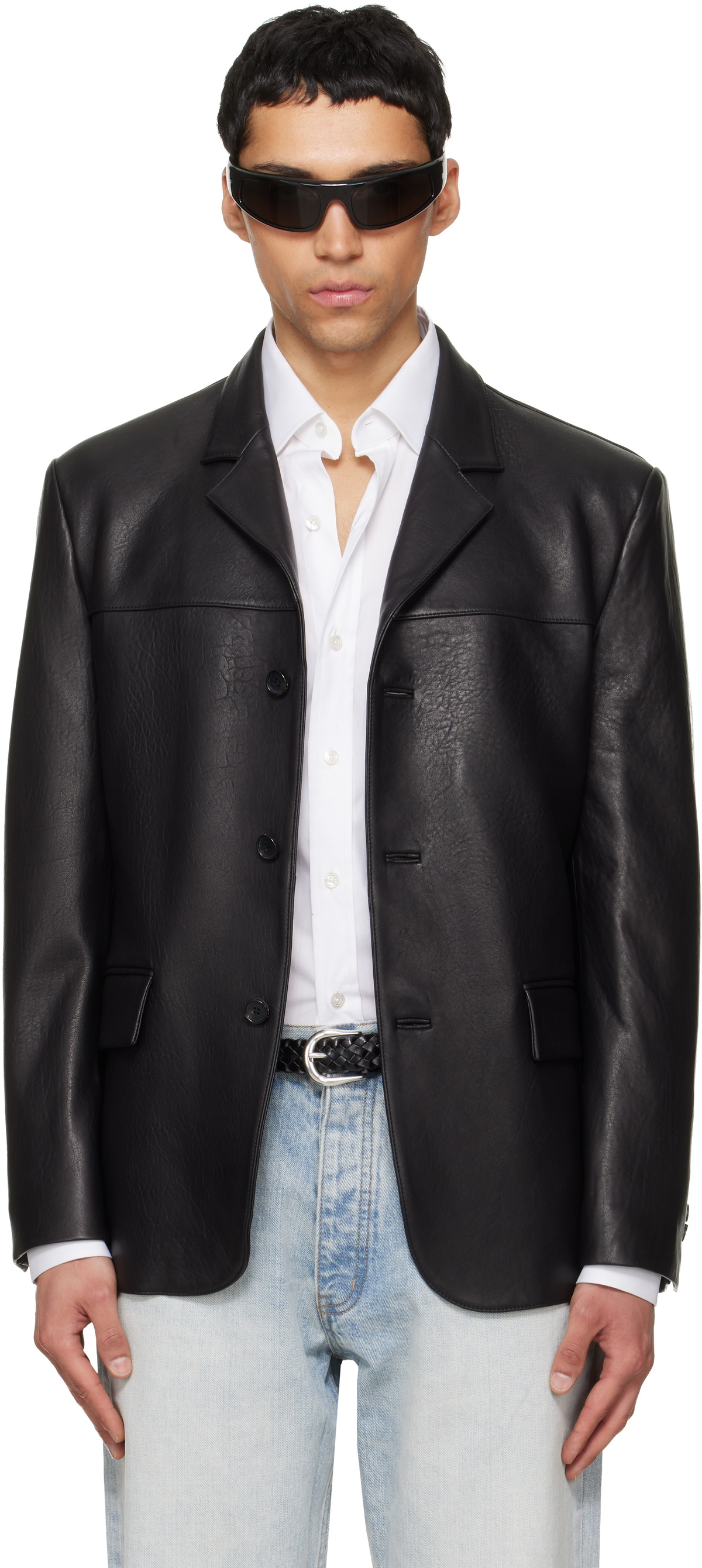 TONYWACK Black Vintage Lamb Leather Blazer