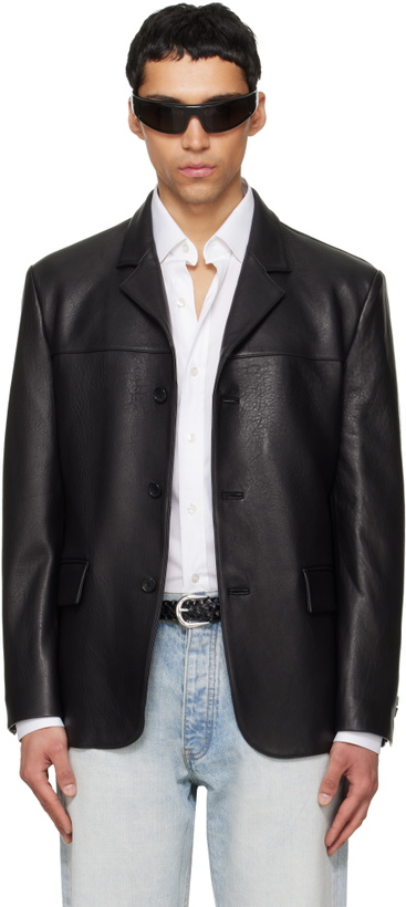 Photo: TONYWACK Black Vintage Lamb Leather Blazer