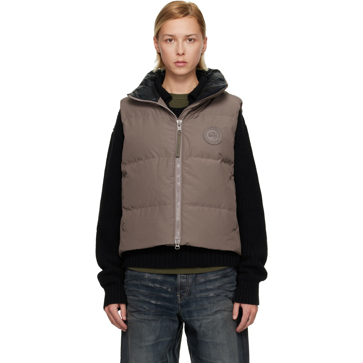 Canada Goose Brown 'Tonal Label' Grandview Cropped Down Vest