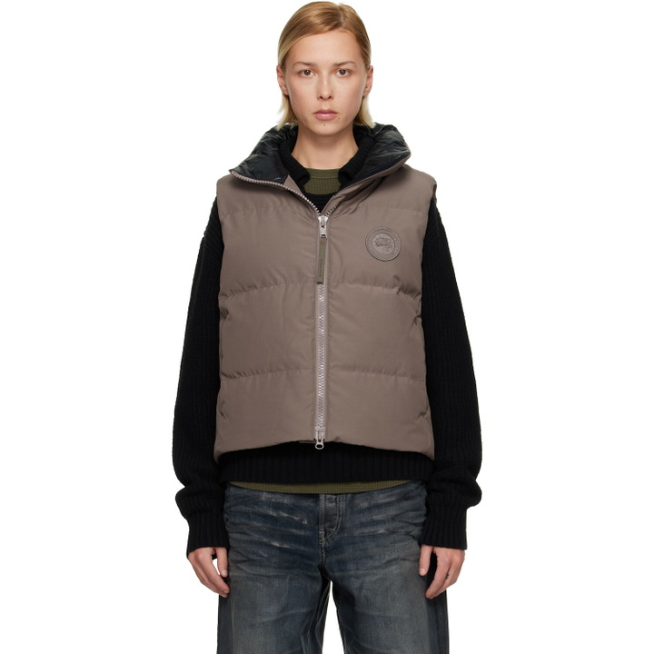 Photo: Canada Goose Brown 'Tonal Label' Grandview Cropped Down Vest