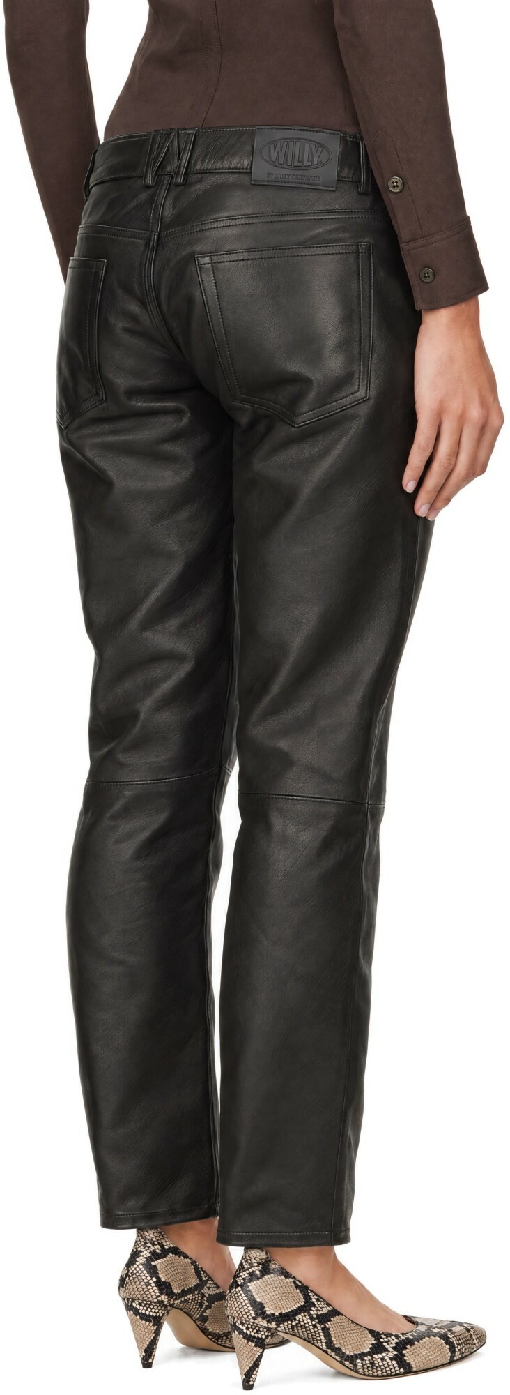 WILLY CHAVARRIA Black Chente Leather Pants