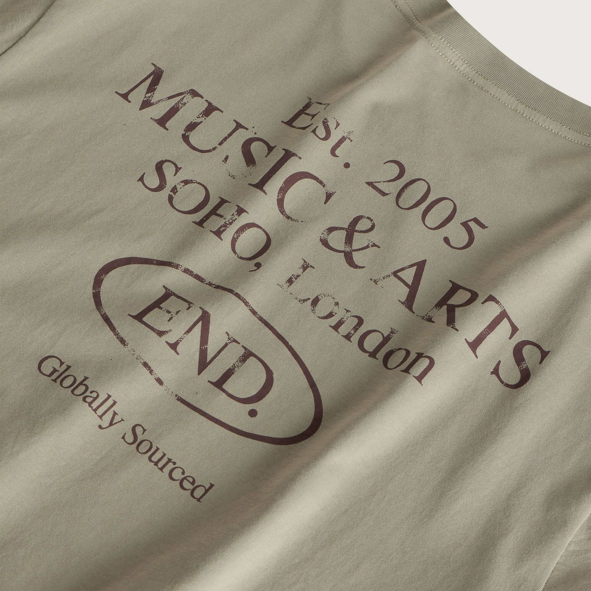 END. Worn Established T-shirt in Khaki