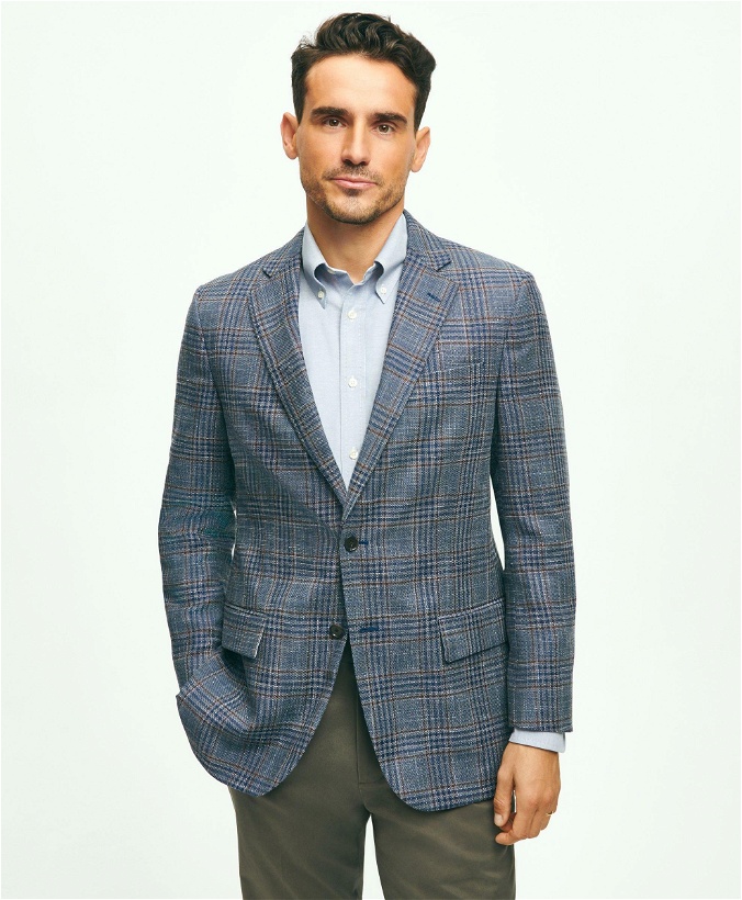 Photo: Brooks Brothers Men's Madison Traditional-Fit Hopsack Check Sport Coat | Blue