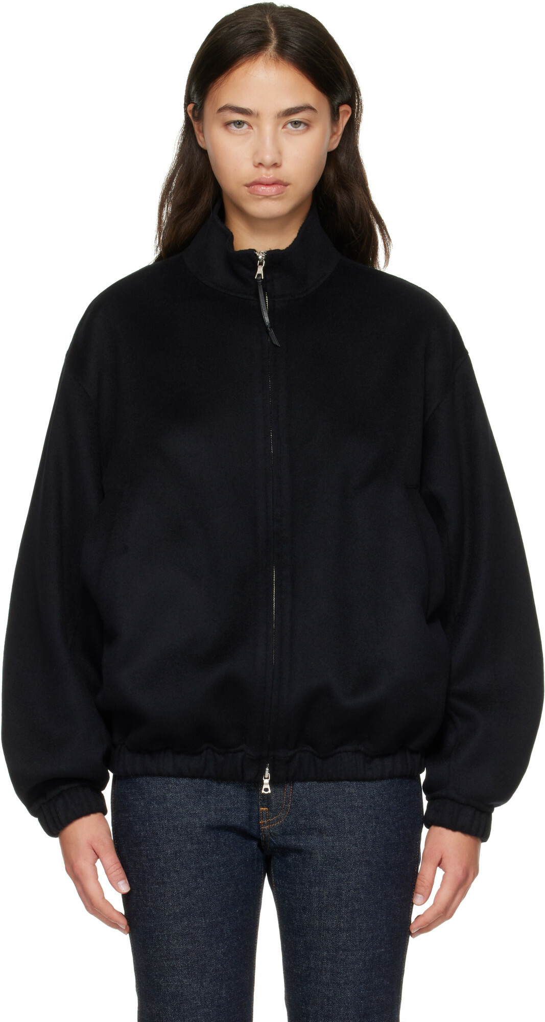 Nothing Written Navy Plaza Zip Blouson Jacket
