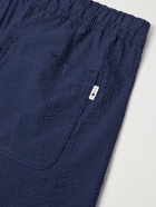 NN07 - Gregor Cotton and Lyocell-Blend Seersucker Drawstring Shorts - Blue