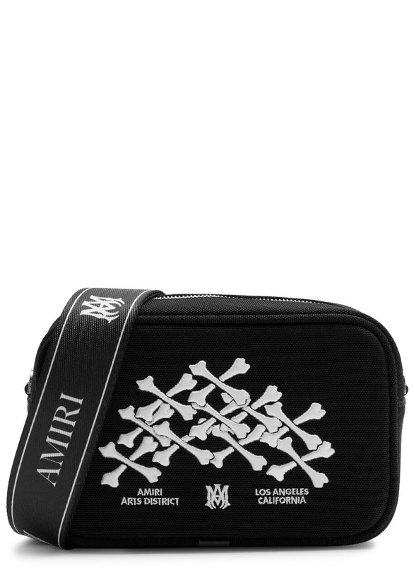 Photo: Amiri Bones Stacked Embroidered Canvas Camera bag - Black - One Size