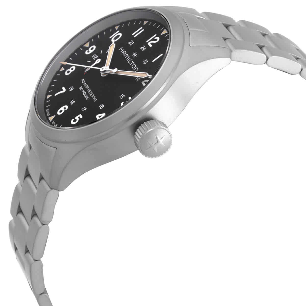 Hamilton Khaki Field Mechanical Power Reserve Black Dial Mens Watch H69509130
