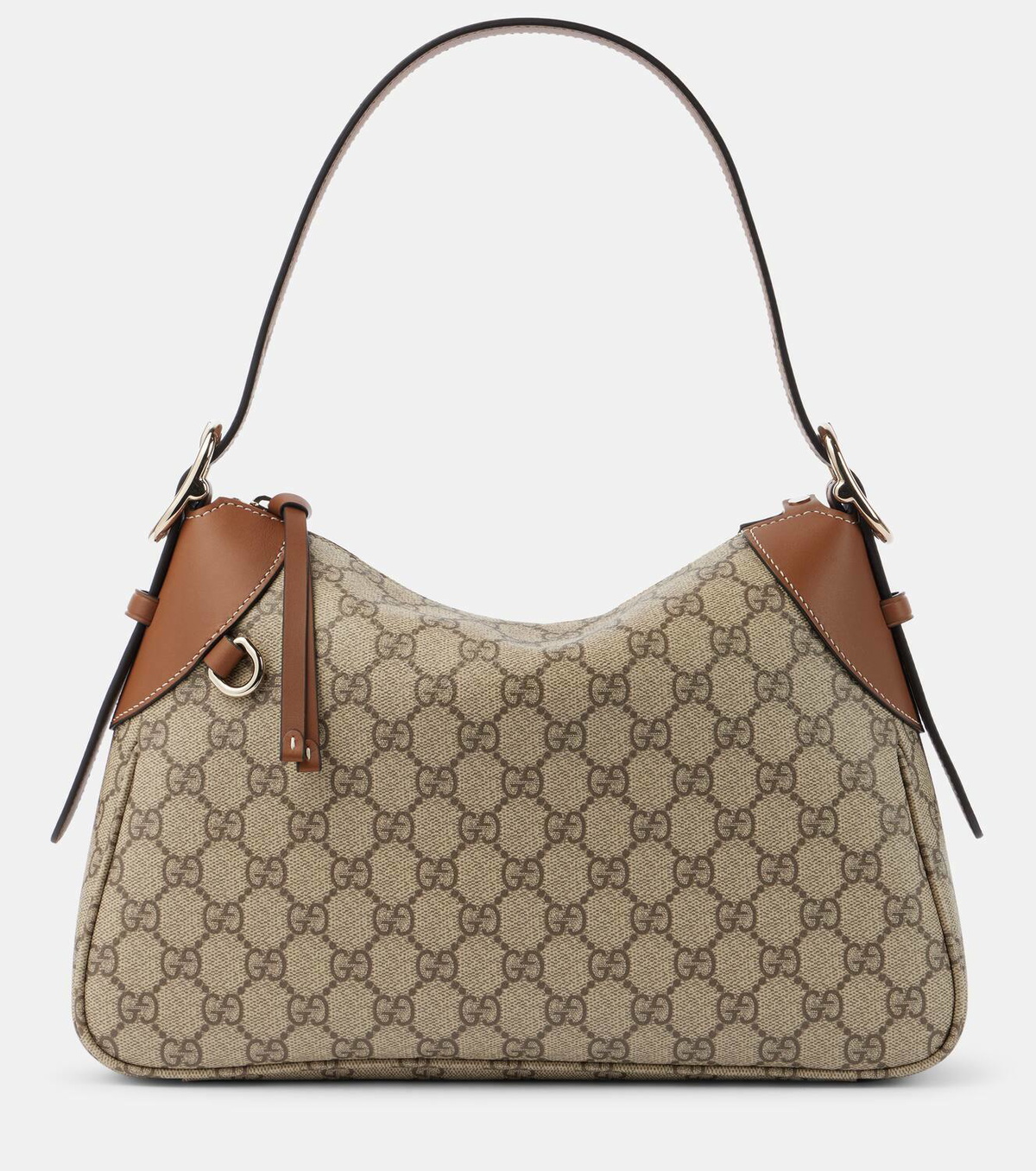 Gucci GG Canvas Medium leather-trimmed shoulder bag Gucci