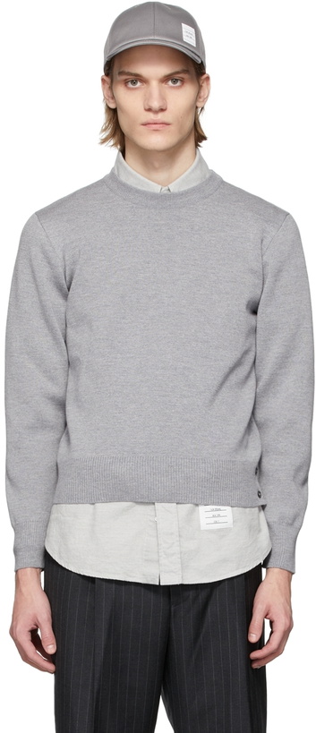 Photo: Thom Browne Grey Merino Milano Stitch Sweater