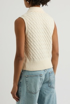 Frame Cable-knit Wool Polo Vest Cream