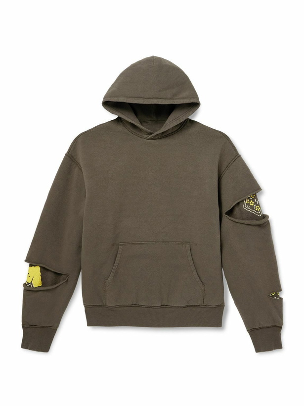 Photo: KAPITAL - Reversible Distressed Printed Cotton-Jersey Hoodie - Green