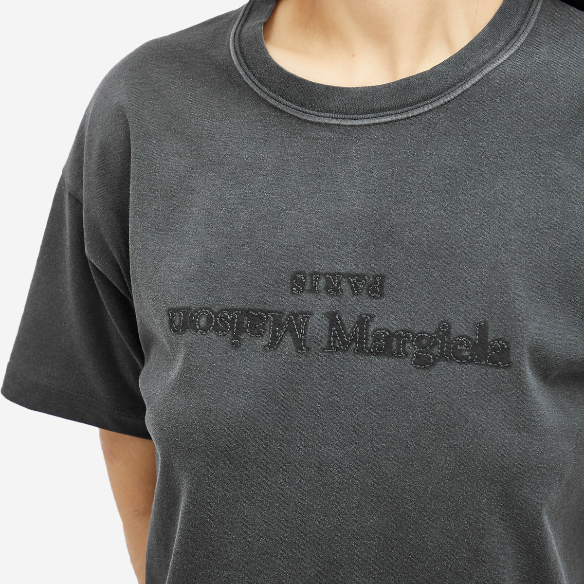 Maison Margiela Women's Faded Logo T-Shirt in Washed Black Maison