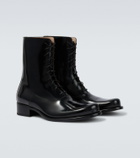 The Row Kai patent leather lace-up boots