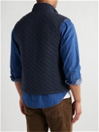 Faherty - Epic Quilted Cotton-Blend Jersey Gilet - Blue