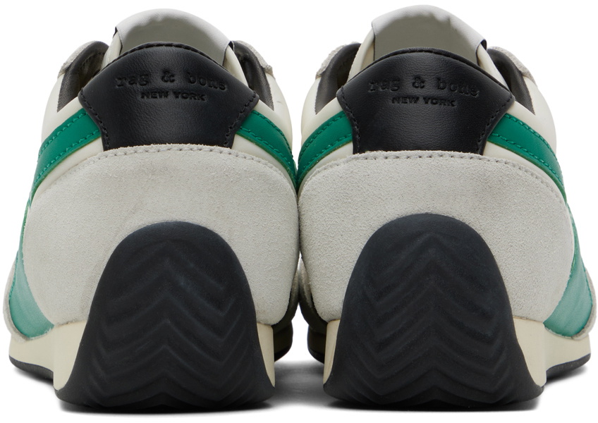 rag & bone White & Green Retro Runner Slim Sneakers Rag and Bone display picture 1