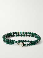 Mikia - Silver Malachite Beaded Bracelet