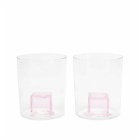 Maison Balzac Pink Ice Goblets - Set of 2 in Clear/Pink 