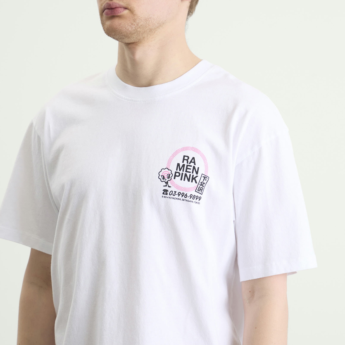 Edwin Men's Ramen Pink TS in White
