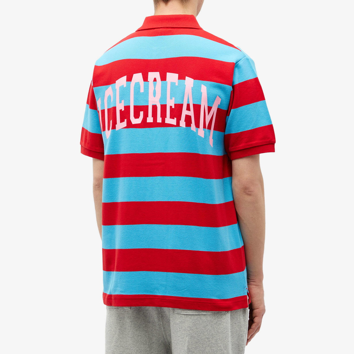 ICECREAM Men's Striped Polo Shirt in Red/Blue Stripe