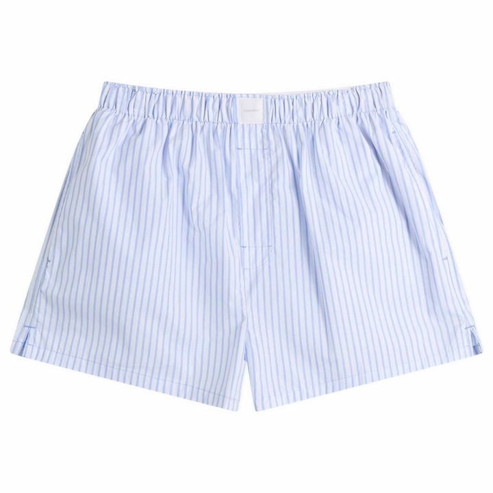 Photo: Calvin Klein Women's Cotton Poplin Sleep Short in Sera Stripe Blue Descent
