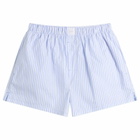 Calvin Klein Women's Cotton Poplin Sleep Short in Sera Stripe Blue Descent