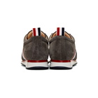 Thom Browne Grey Suede Stripe Sneakers