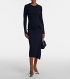 Stella McCartney Ribbed-knit ruffled cotton midi skirt