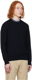 Brioni Navy Trama Weave Sweater