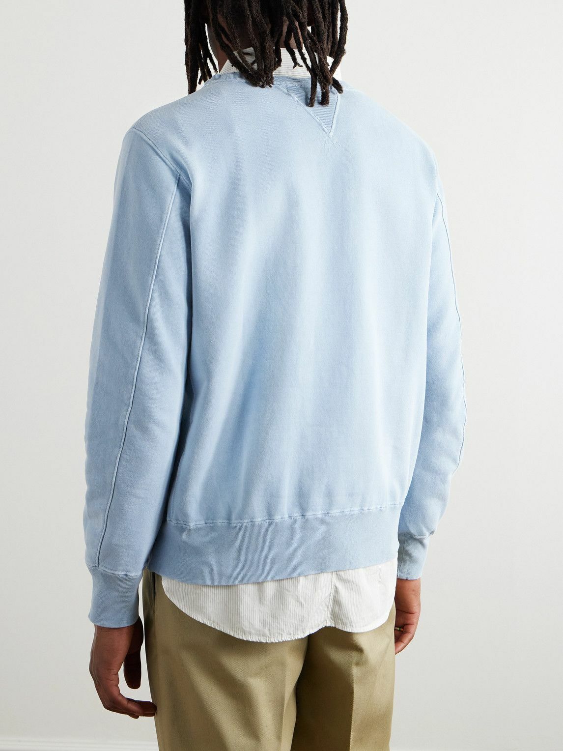 Remi Relief - Ohio Distressed Printed Cotton-Jersey Sweatshirt - Blue