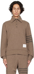 Thom Browne Brown 4-Bar Long Sleeve Polo