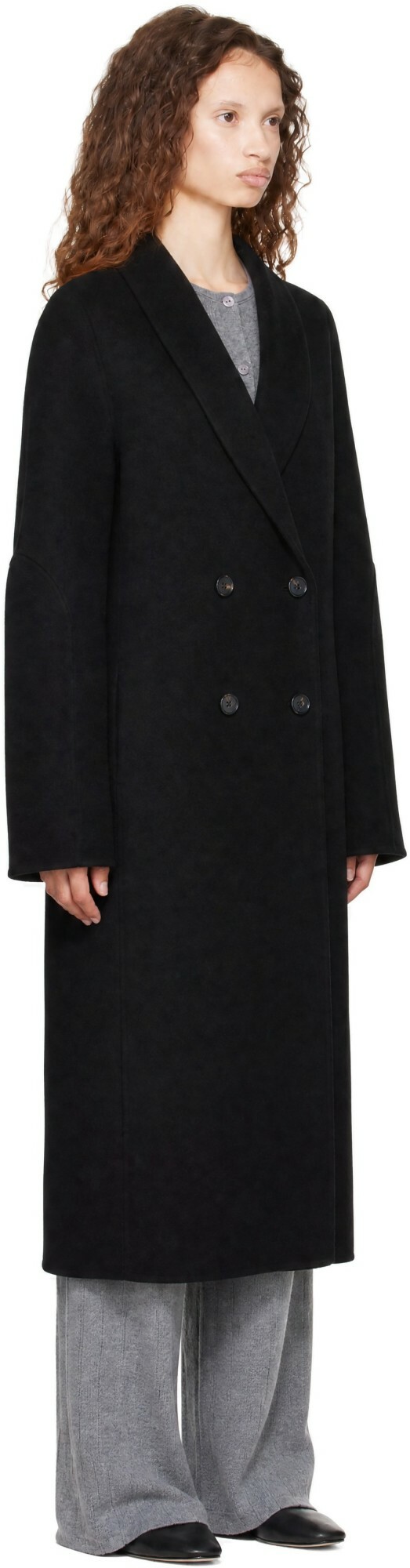 LISA YANG Black Doublé Shawl Coat