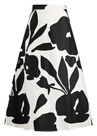 Lovebirds Forest Appliquéd Silk-taffeta Maxi Skirt Black And White