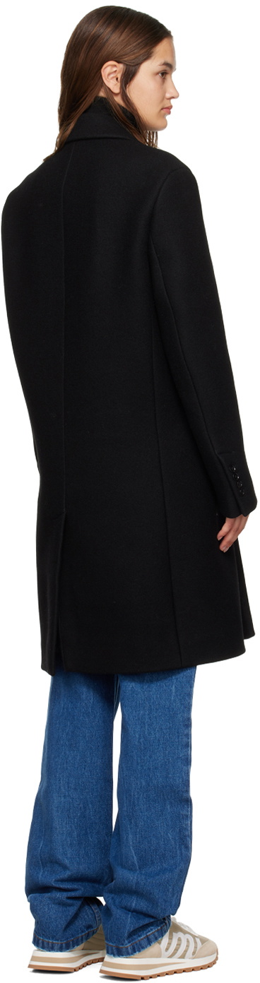 AMI Alexandre Mattiussi Black Double-Breasted Coat