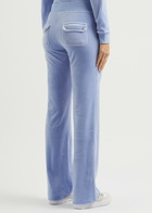 Juicy Couture Del Ray Logo Velour Sweatpants Mid Blu