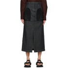 Mame Kurogouchi Black Denim Embroidered Skirt