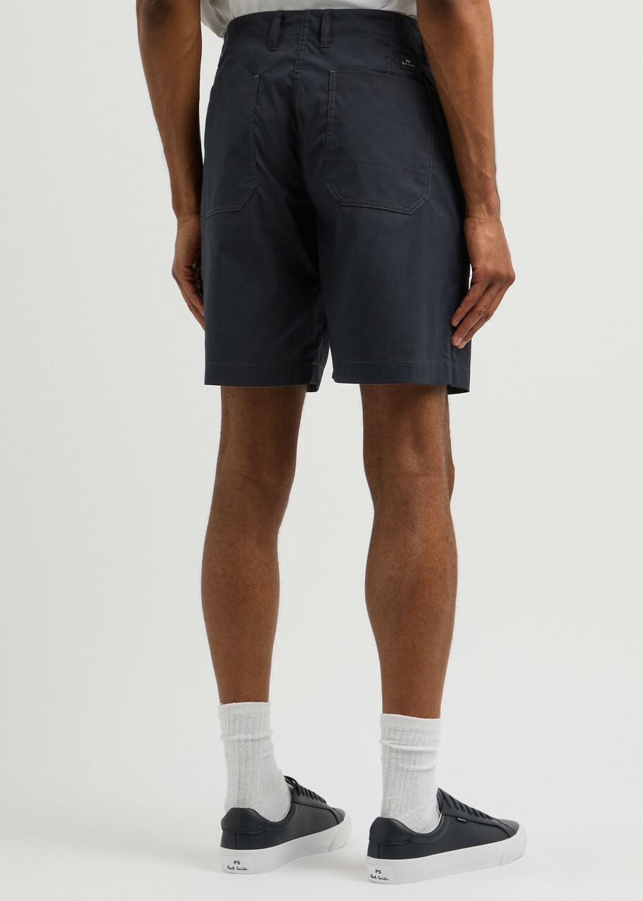 PS Paul Smith Cotton-blend Poplin Shorts Navy