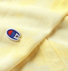 Champion - Logo-Embroidered Tie-Dyed Fleece-Back Cotton-Blend Jersey Hoodie - Yellow