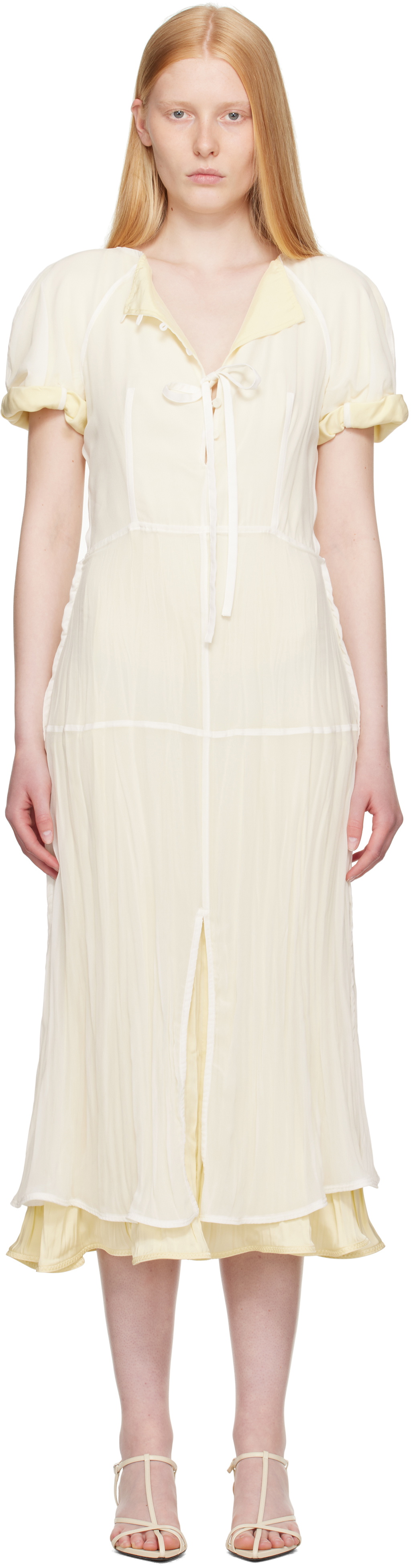 Jil Sander Yellow Square Neck Midi Dress Jil Sander