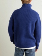Nudie Jeans - August Ribbed Wool Half-Zip Sweater - Blue