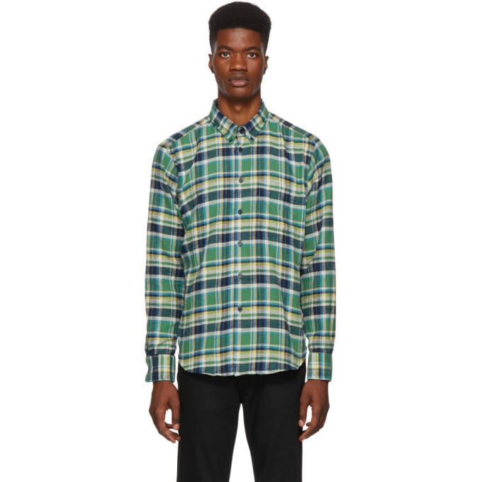 Photo: Naked and Famous Denim Green and Navy Rustic Flannel Shirt