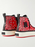 AMIRI - Leather-Trimmed Paisley-Print Canvas High-Top Sneakers - Red