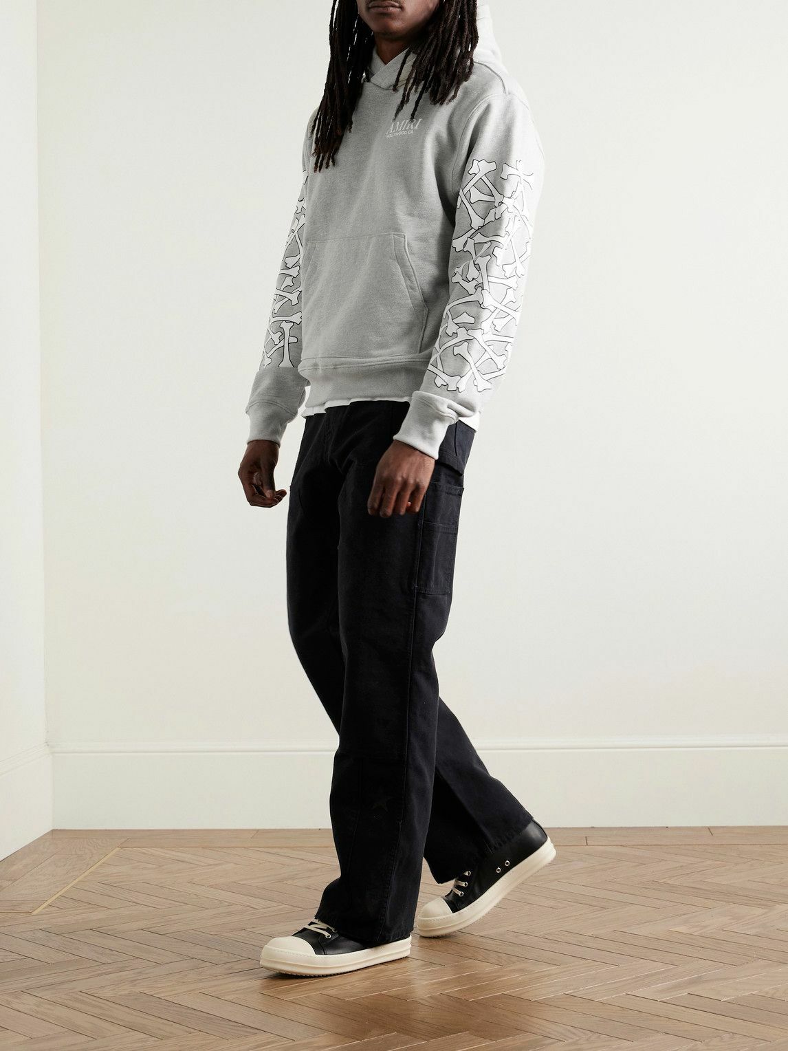 AMIRI - Bones Stacked Logo-Appliquéd Printed Cotton-Jersey Hoodie