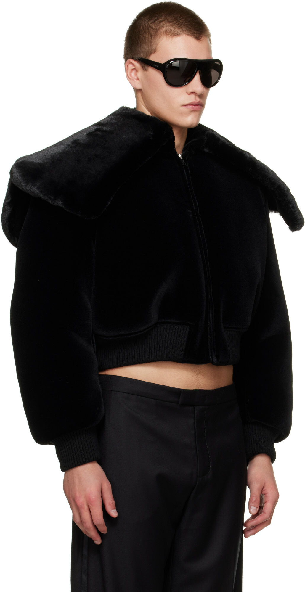 Jean Paul Gaultier Black 'The Fur' Bomber Jacket