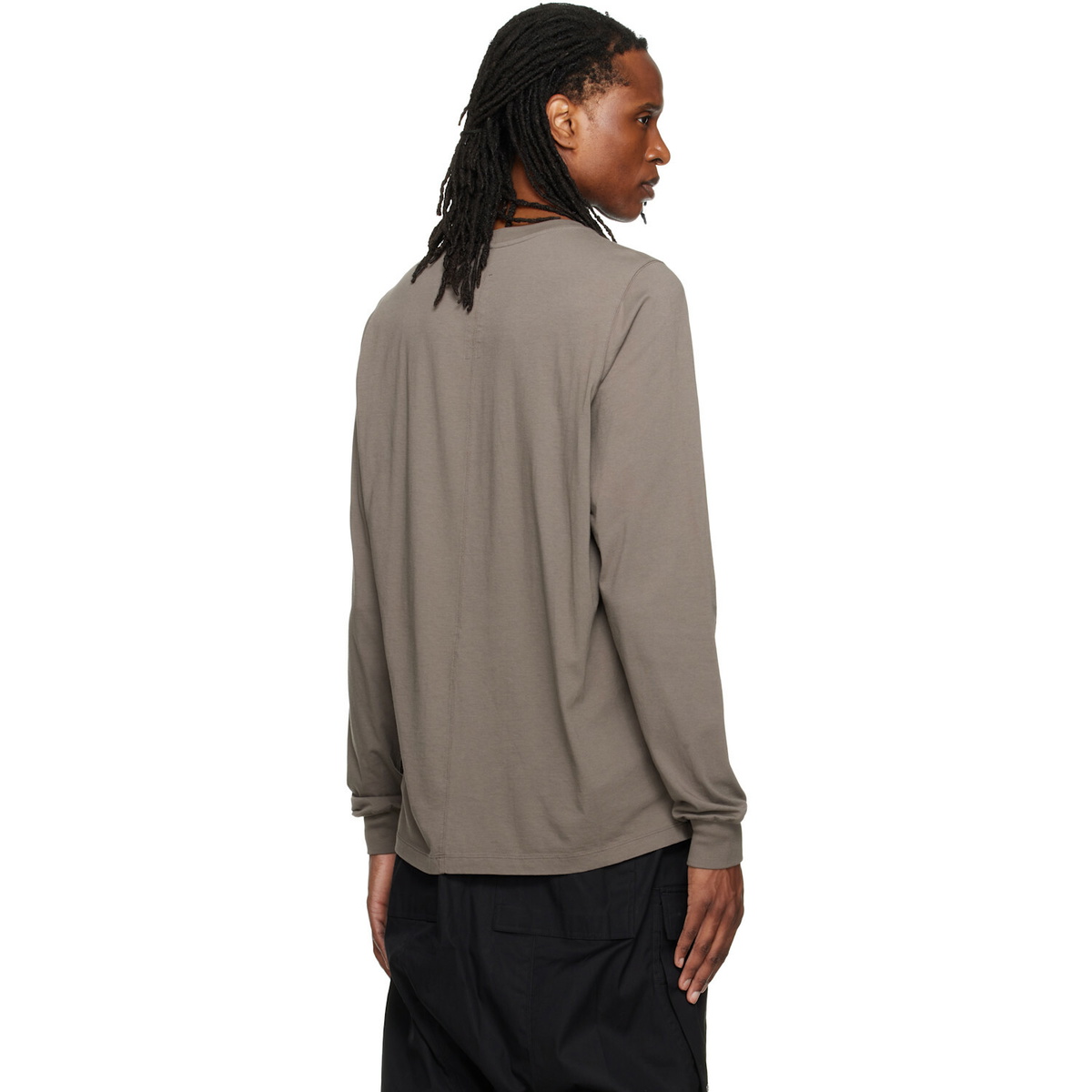 Rick Owens Gray Tower Short Crewneck LS T-shirt