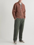 Mr P. - Mouline Wool and Silk-Blend Zip-Up Sweater - Burgundy