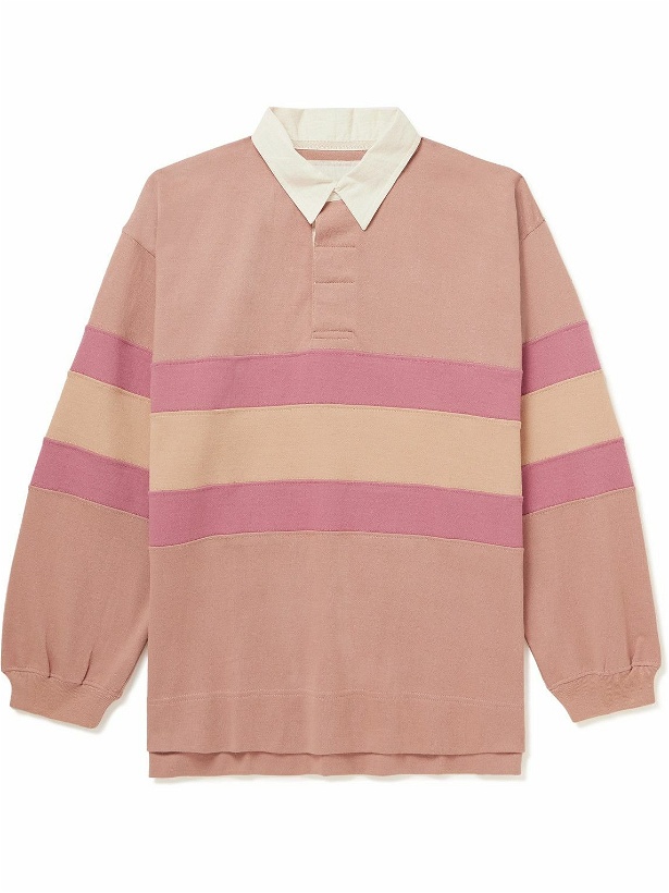 Photo: Story Mfg. - Panelled Organic Cotton-Jersey Polo Shirt - Pink