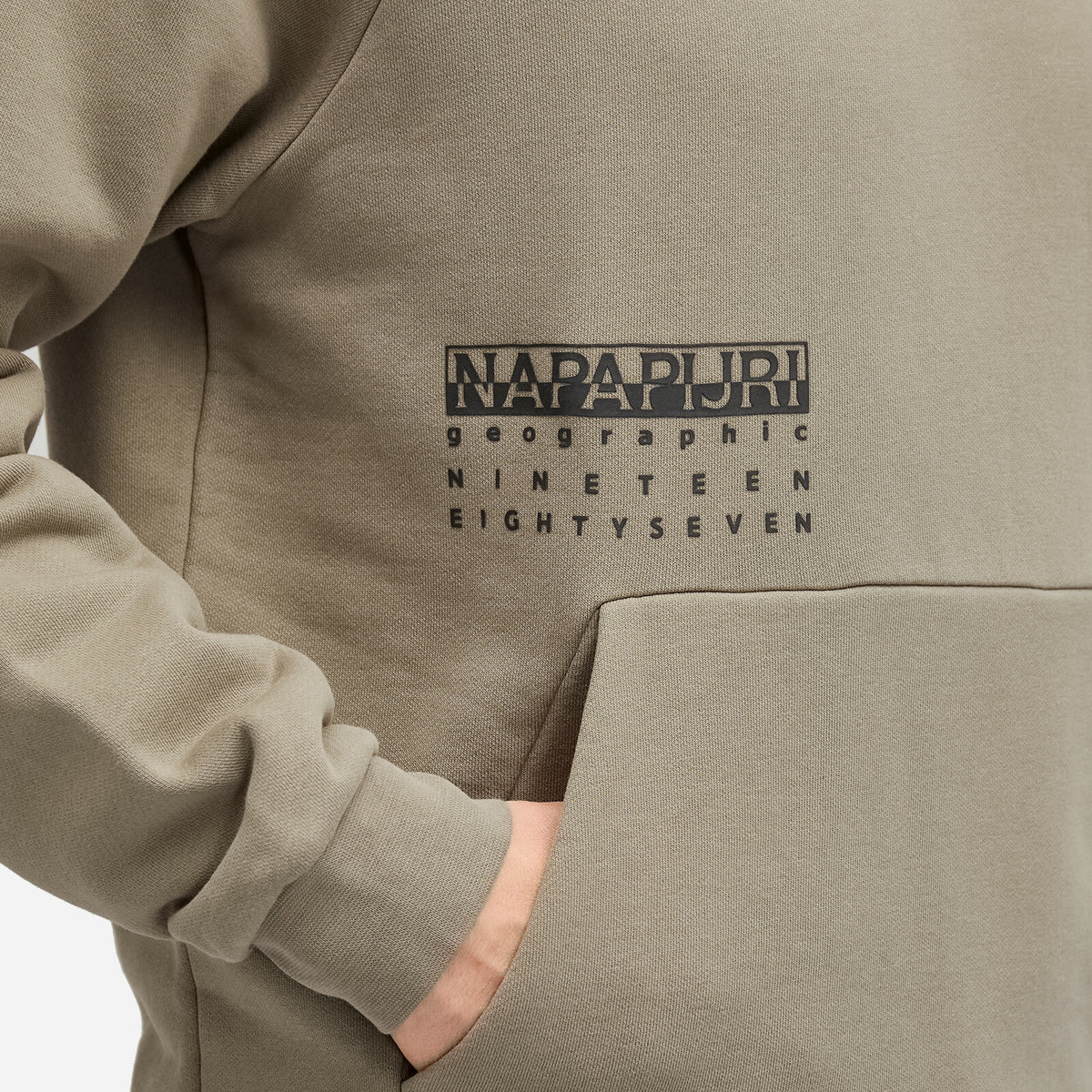 Napapijri Men's Premium 1987 Hoodie in Beige Brindle