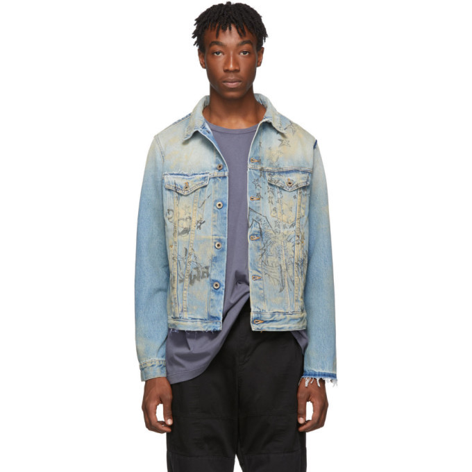 Off-White Blue Wizard Slim Denim Jacket Off-White