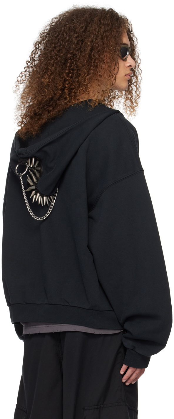 We11done Black Spike Hoodie We11done