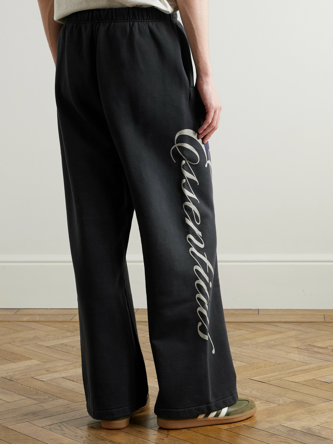 FEAR OF GOD ESSENTIALS - Logo-Print Cotton-Jersey Sweatpants - Black